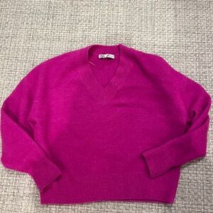 Zara Fuchsia V-Neck Sweater